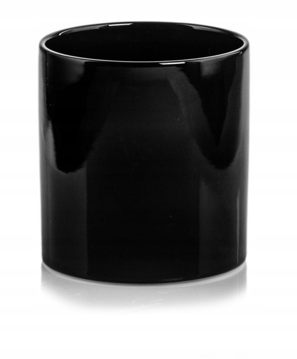 Doniczka Osłonka ceramiczna walec Czarna M (1)